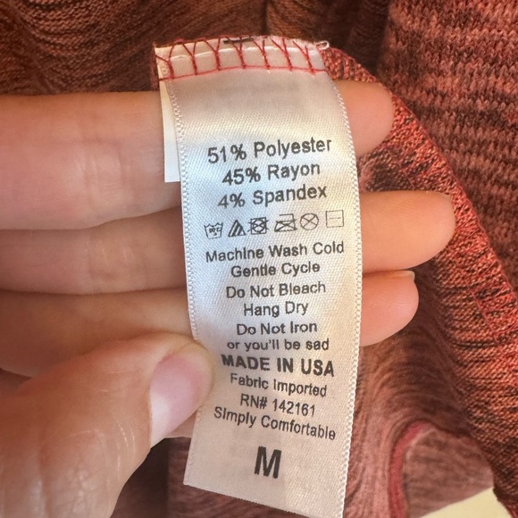 LuLaRoe Rust Red Heathered Longline Open Front Cardigan Size Medium - Picture 7 of 7